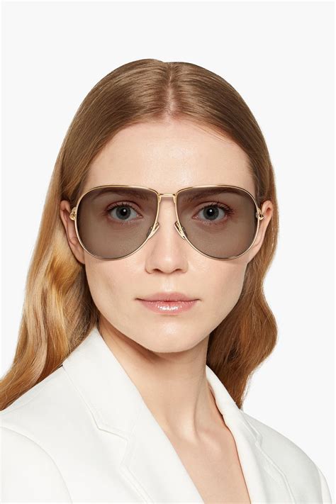 fendi aviator-style gold-tone sunglasses|Fendi geometric rimless aviator sunglasses.